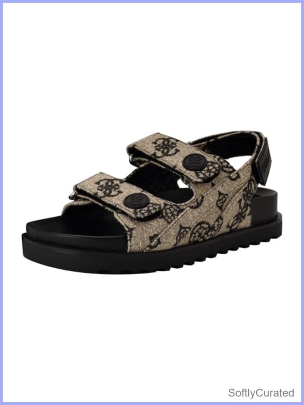 GUESS Fadey Open Toe Hook & Loop Flat Sandals Cushioned Platform Sole